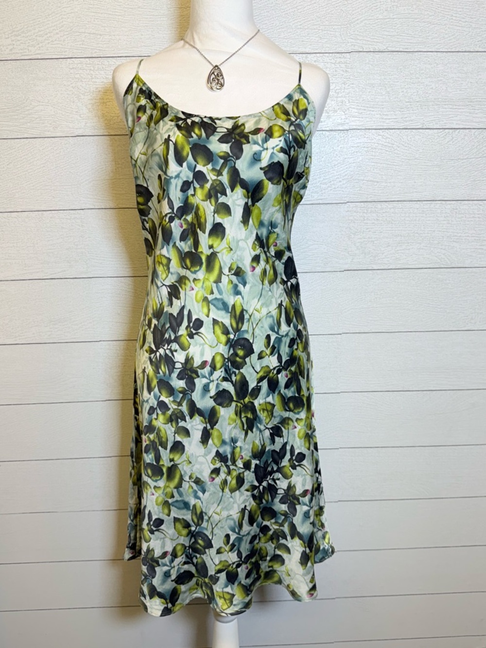 Vintage Victoria's Secret Silk Floral Slip Dress in Green and Bluish tones large